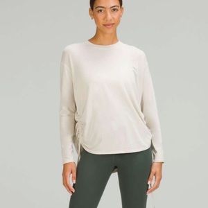 Lululemon Pima Cotton Side-Cinch Ivory Long Sleeve-size 6 Perfect Condition